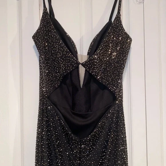 Black prom dress with silver rhinestones - Picture 9 of 10